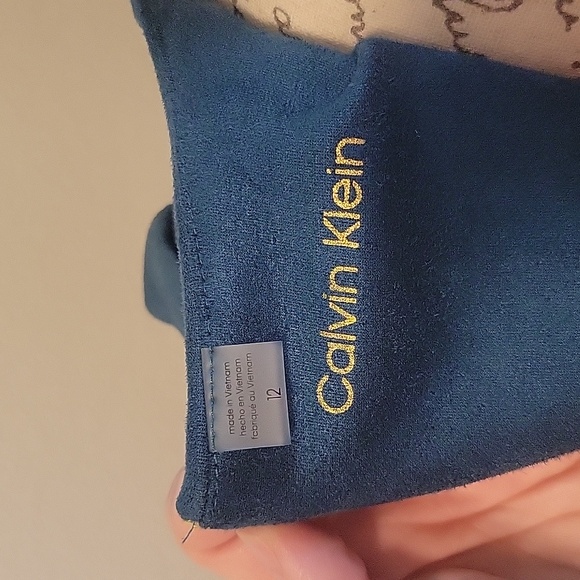 Calvin Klein Faux Suede Tulip Sleeved Dress - Picture 10 of 13